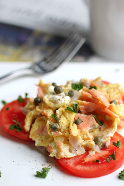 Scrambled Eggs with Lox and Capers