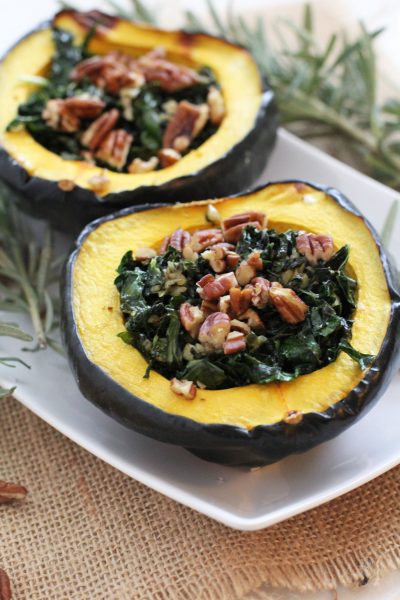 Garlic and Kale Acorn Squash