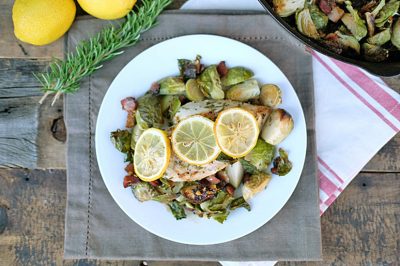 Chicken Skillet with Bacon Brussels Sprouts