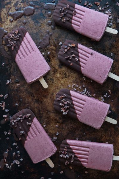 Dairy-free Chocolate Cherry Popsicles