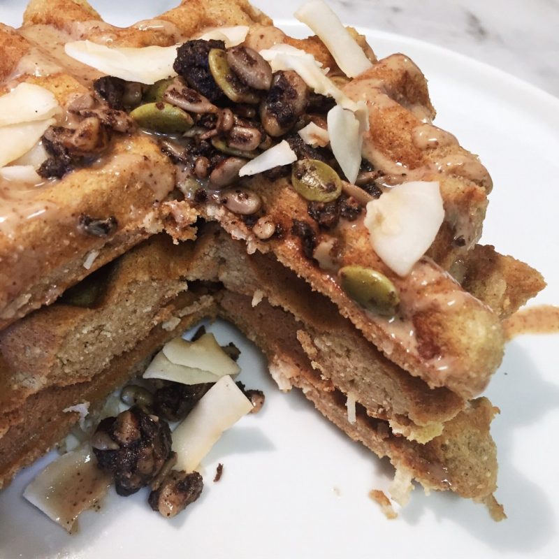 Paleo Almond-Apple Pie Spice Waffles by Leslie McDonald - FoodSocial