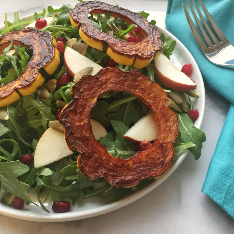 Whole30 Roasted Delcata Squash Salad by Leslie McDonald - FoodSocial
