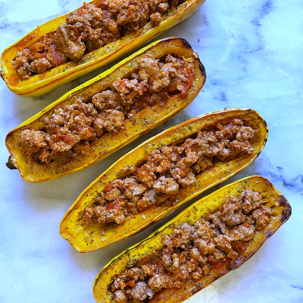 Whole30 Lamb Stuffed Delicata Squash by Leslie McDonald - FoodSocial