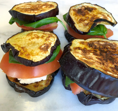 Eggplant, Almond, Tomato Sandwich