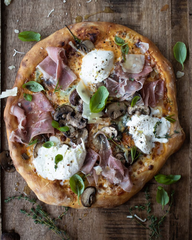Roasted Mushroom and Prosciutto Pizza by Inspired with a Twist - FoodSocial