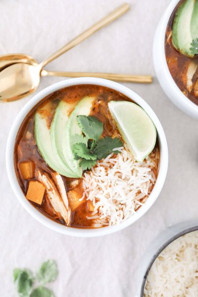 Three Pepper Butternut Squash Chicken Chili