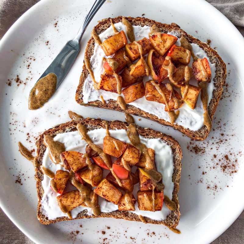 Sautéed Cinnamon Apples and Yogurt Toast by Wakeupandkale - FoodSocial