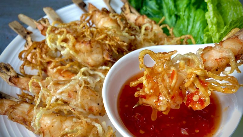 Keto Crispy “Noodle” Wrapped Shrimp by Keto Asian Flavours - FoodSocial