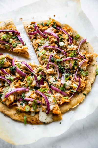 Buffalo Chicken Pizza (Gluten-free, Dairy-Free, Paleo)