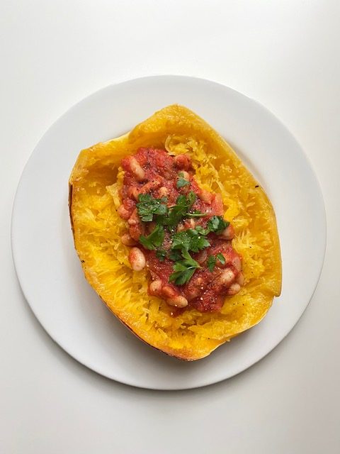 Sausage and White Bean Stuffed Spaghetti Squash by Melissa Rifkin - FoodSocial