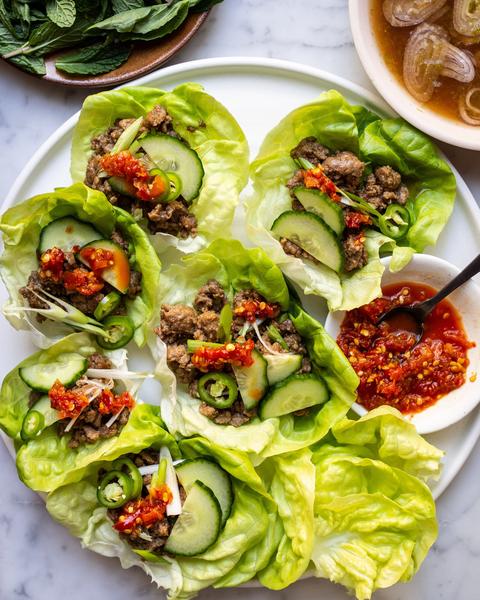 Thai Pork Lettuce Cups with Cucumber + Herbs by Bonafide Provisions - FoodSocial