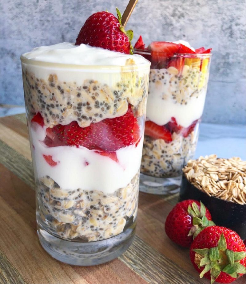 Strawberry Overnight Oats Parfait by All Roads Lead to Healthy - FoodSocial