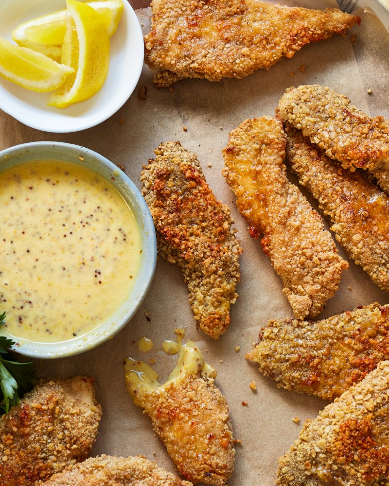 Baked Gluten-Free Cracker Crusted Chicken Tenders with Honey Mustard Dipping Sauce by Primal Gourmet