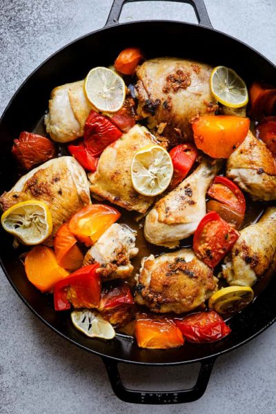 One-Pot Roasted Paprika Chicken and Heirloom Tomatoes