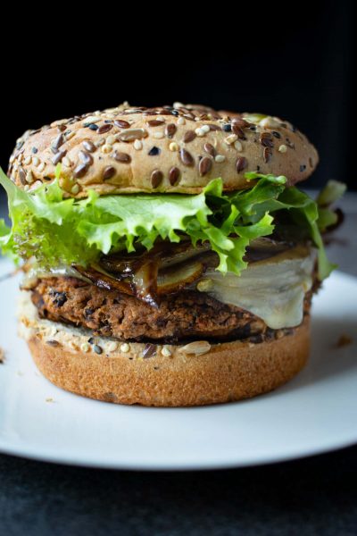 Black Bean Burgers with Caramelized Onions