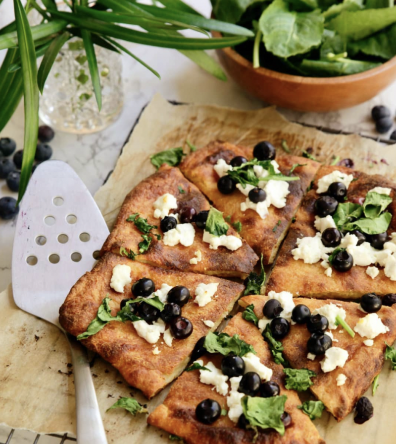 Blueberry Goat Cheese Flatbread by Sarah Steffens FoodSocial