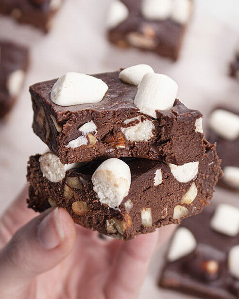 Microwave Rocky Road Fudge by Evolved Chocolate - FoodSocial