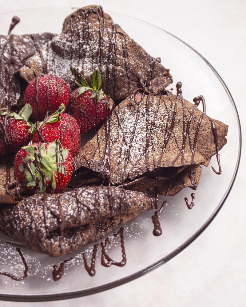 Paleo Chocolate Crepes with Strawberries by Evolved Chocolate - FoodSocial