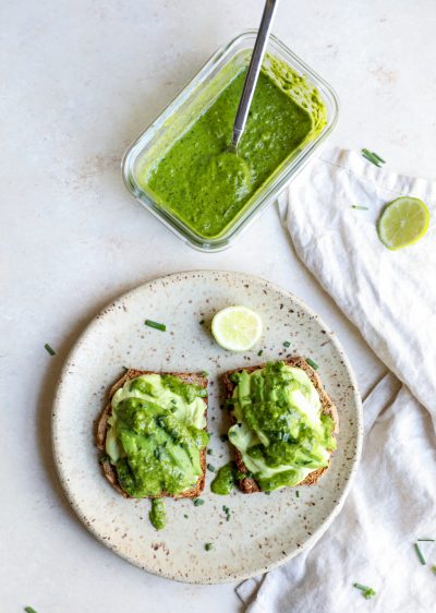 Avocado Cream Cheese & Basil Chimichurri Toast