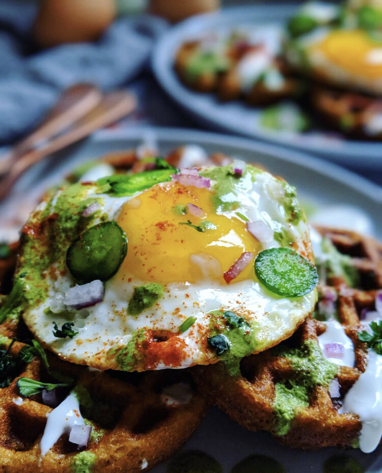 Indian Street Food (Chaat) Breakfast Waffles by Shivangi Rao - FoodSocial