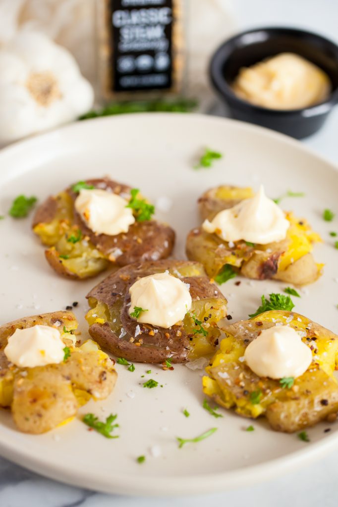 Smashed Potatoes with Garlic Aioli by Noble Made - FoodSocial