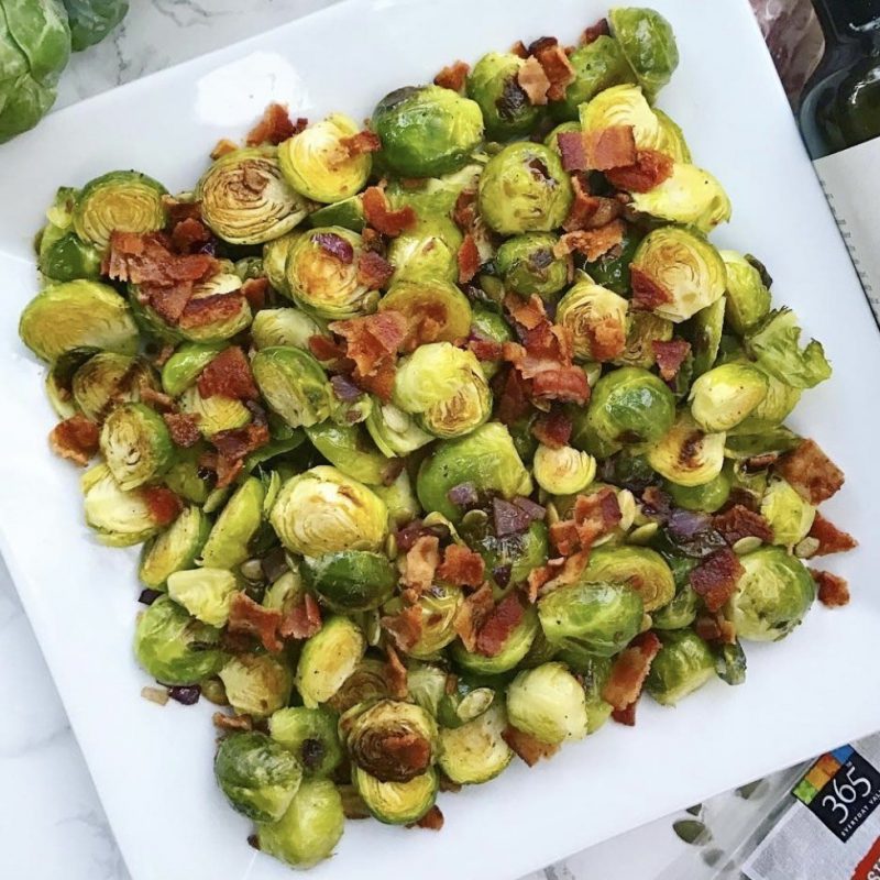 Balsamic Roasted Brussels Sprouts with Bacon by All Roads Lead to Healthy - FoodSocial