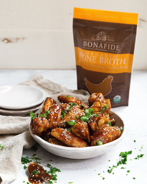 Crispy Honey + Bone Broth Glazed Chicken Wings by Bonafide Provisions - FoodSocial