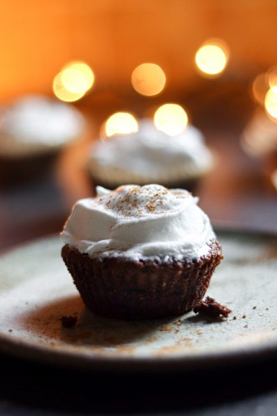 Flourless Chocolate Gingersnap Cupcakes