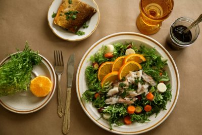 Smoked Whitefish Salad with Balsamic Vinaigrette over Frisee