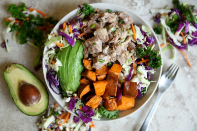 Pork Shoulder Salad with Sweet Potato & Avocado