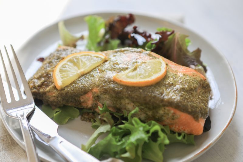 Baked Salmon with Lemon Herb Mayo by Primal Palate - FoodSocial