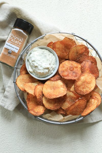 Barbecue Potato Chips with French Onion Dip