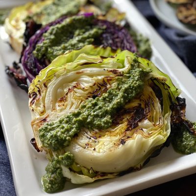 Grilled Cabbage with Arugula Pesto