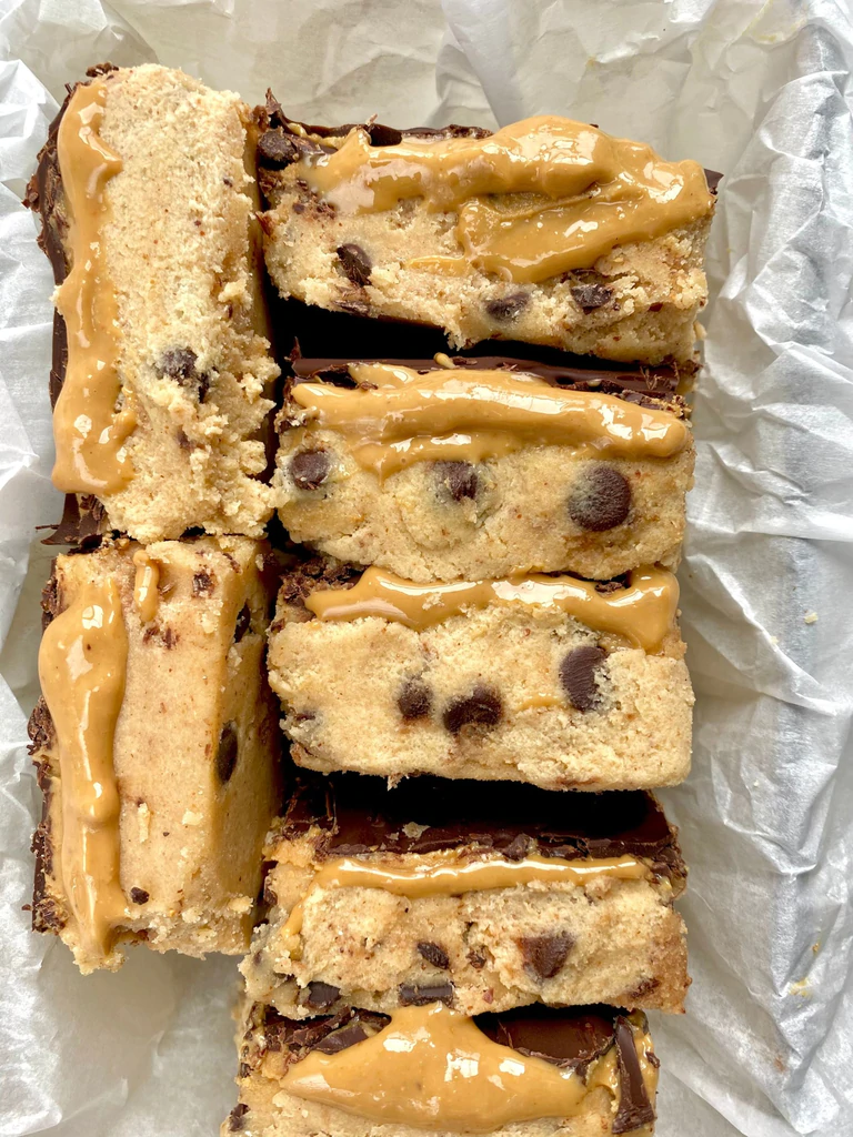 Easy No-Bake Cookie Dough Bars by Real Phat Foods - FoodSocial