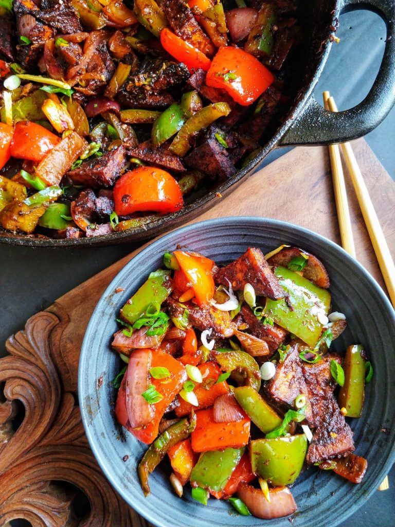 Food Cart Style Indo-Chinese Tofu Stir Fry (Vegan, Gluten Free) by Masala Paleo - FoodSocial