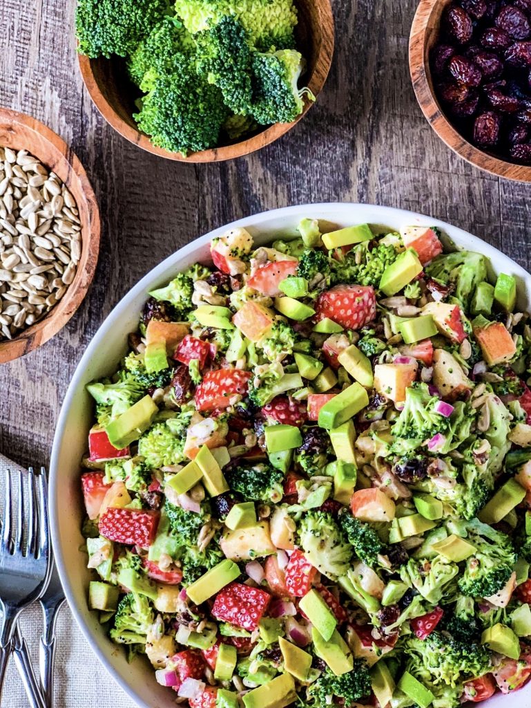 Strawberry Apple Avocado Broccoli Salad with Creamy Poppyseed Dressing by Penny's Primal - FoodSocia