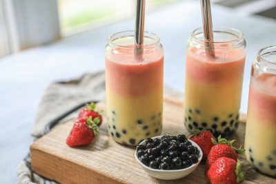 Mango, Pineapple, Strawberry Boba Smoothie