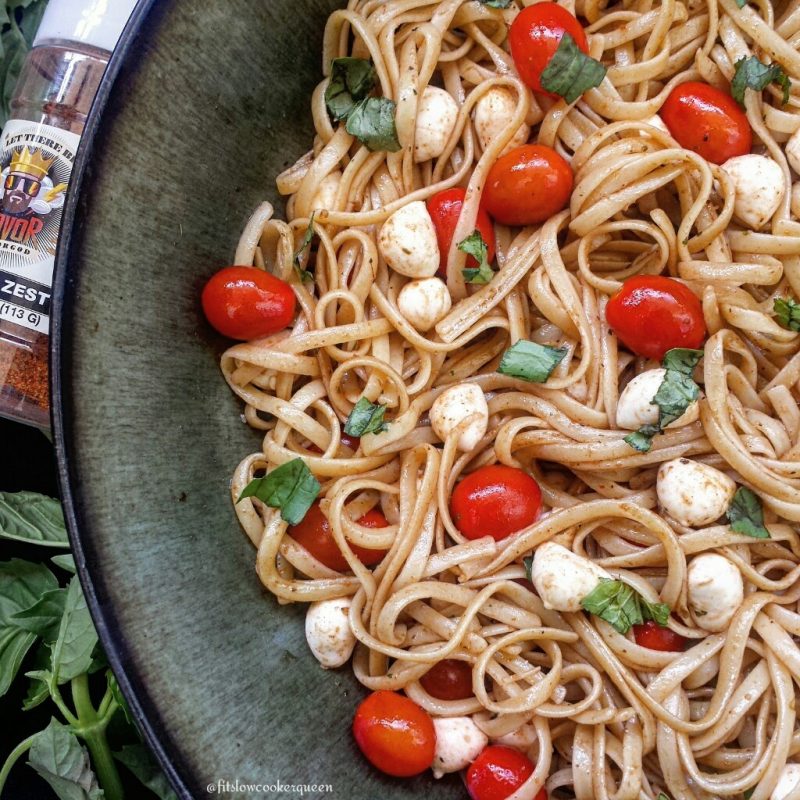 Caprese Pasta Salad by Fit Slow Cooker Queen - FoodSocial