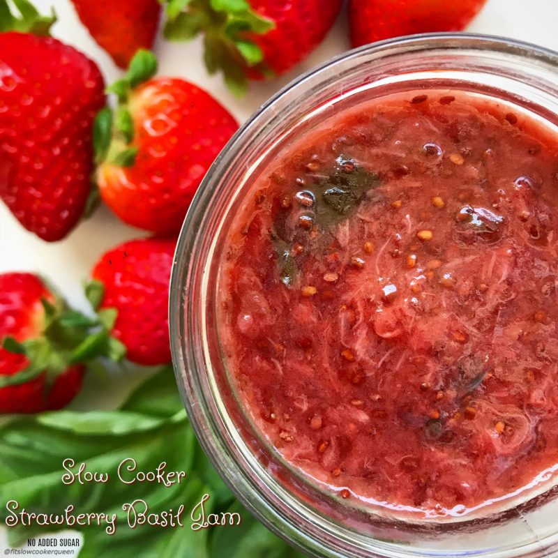 Slow Cooker Strawberry Basil Jam (Paleo/Whole30) by Fit Slow Cooker Queen - FoodSocial