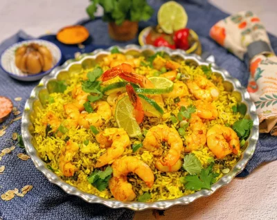 Meygoo Polo – Rice with Herbs and Prawns