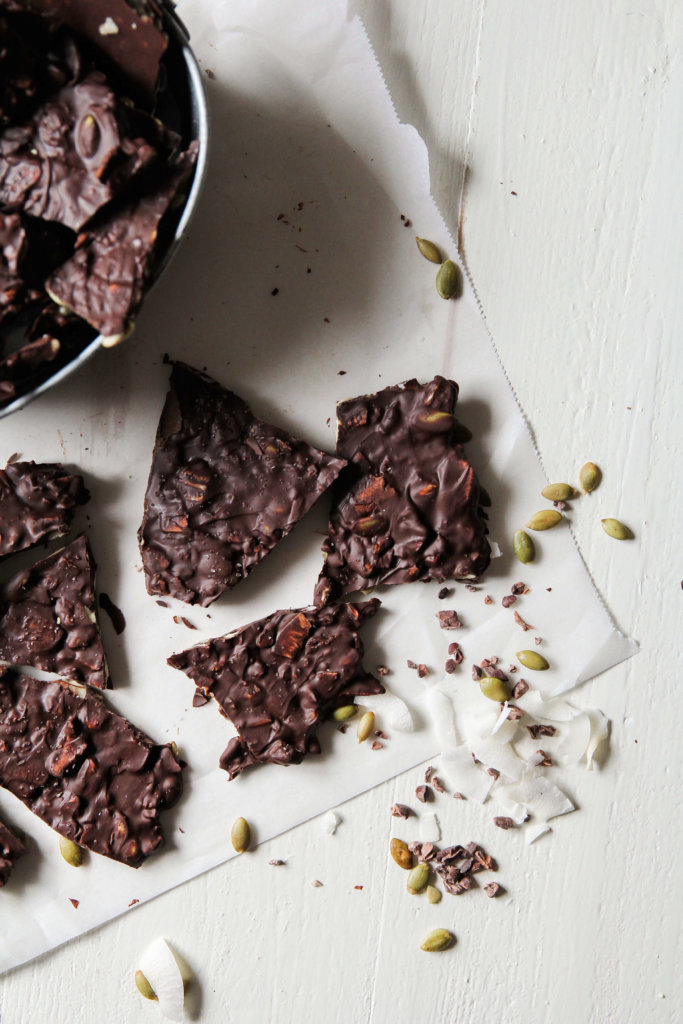 Dark Chocolate Pumpkin Seed Bark by Jessi's Kitchen - FoodSocial