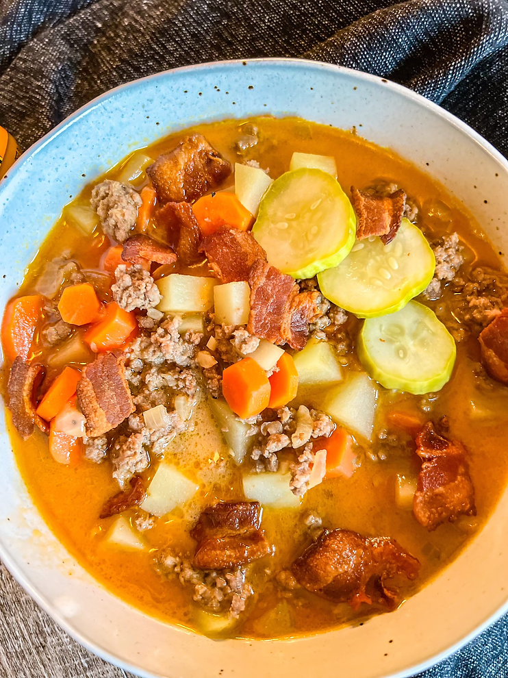 Bacon Cheeseburger Soup by Penny's Primal - FoodSocial