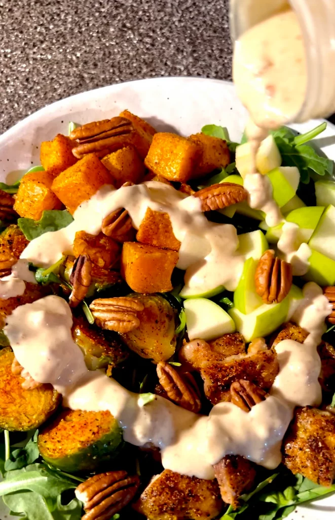 Harvest Chicken & Butternut Bowl with “Honey” Mustard Dressing by Penny's Primal - FoodSocial