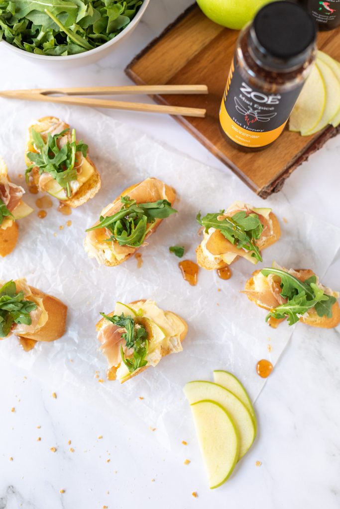 Hot Honey & Proscuitto Crostini by The Taste of Montreal - FoodSocial