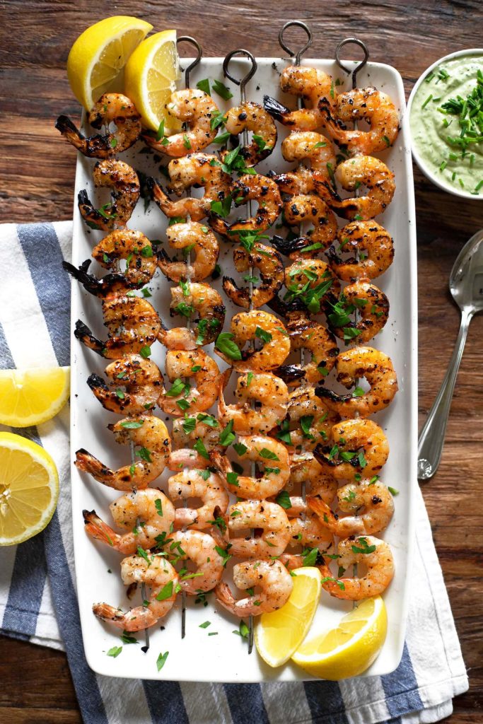 Easy Grilled Shrimp with Creamy Garlic Herb Dip by Kit Hondrum - FoodSocial