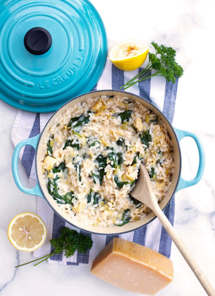 Spinach Artichoke Risotto by Kit Hondrum - FoodSocial