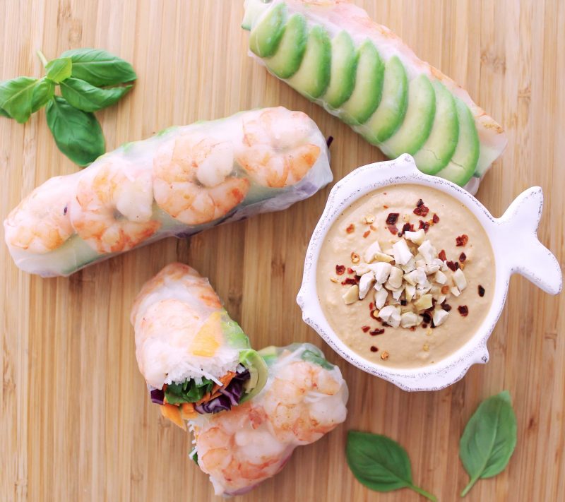 Spring Rolls with Cashew Lime Dipping Sauce by Kit Hondrum - FoodSocial