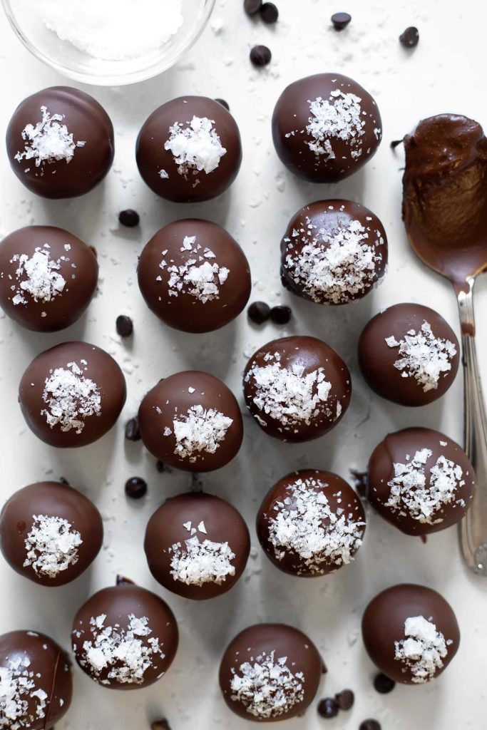 Sugar Free Salted Peanut Butter Brownie Truffles by Kit Hondrum - FoodSocial