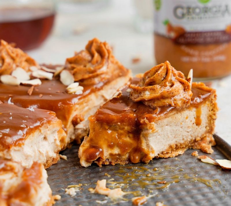 Maple Caramel Almond Cheesecake by Georgia Grinders - FoodSocial