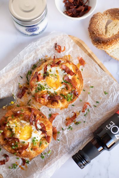 Spicy Bagel Egg Nests